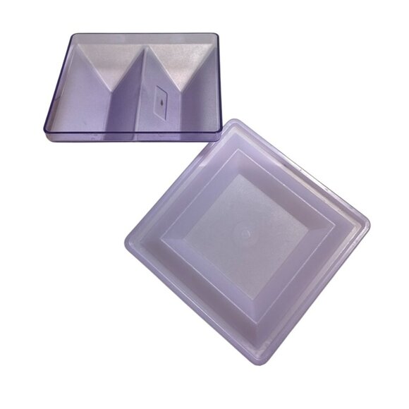 Vintage TUPPERWARE Get Togethers #1386 Divided Square BLUE Container with Lid - Picture 1 of 11
